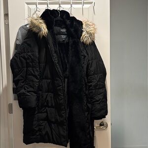 Torrid Black Puffer Jacket with Faux Fur Trim